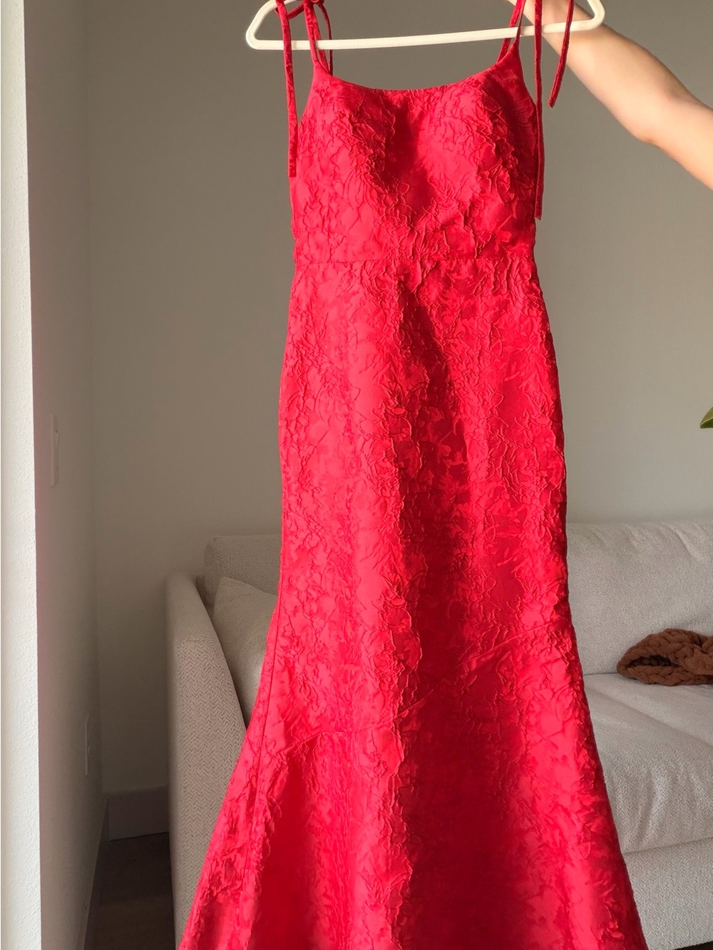 Amazon Red Floral Tie-Shoulder Maxi Dress